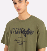 A man wearing a khaki T-shirt